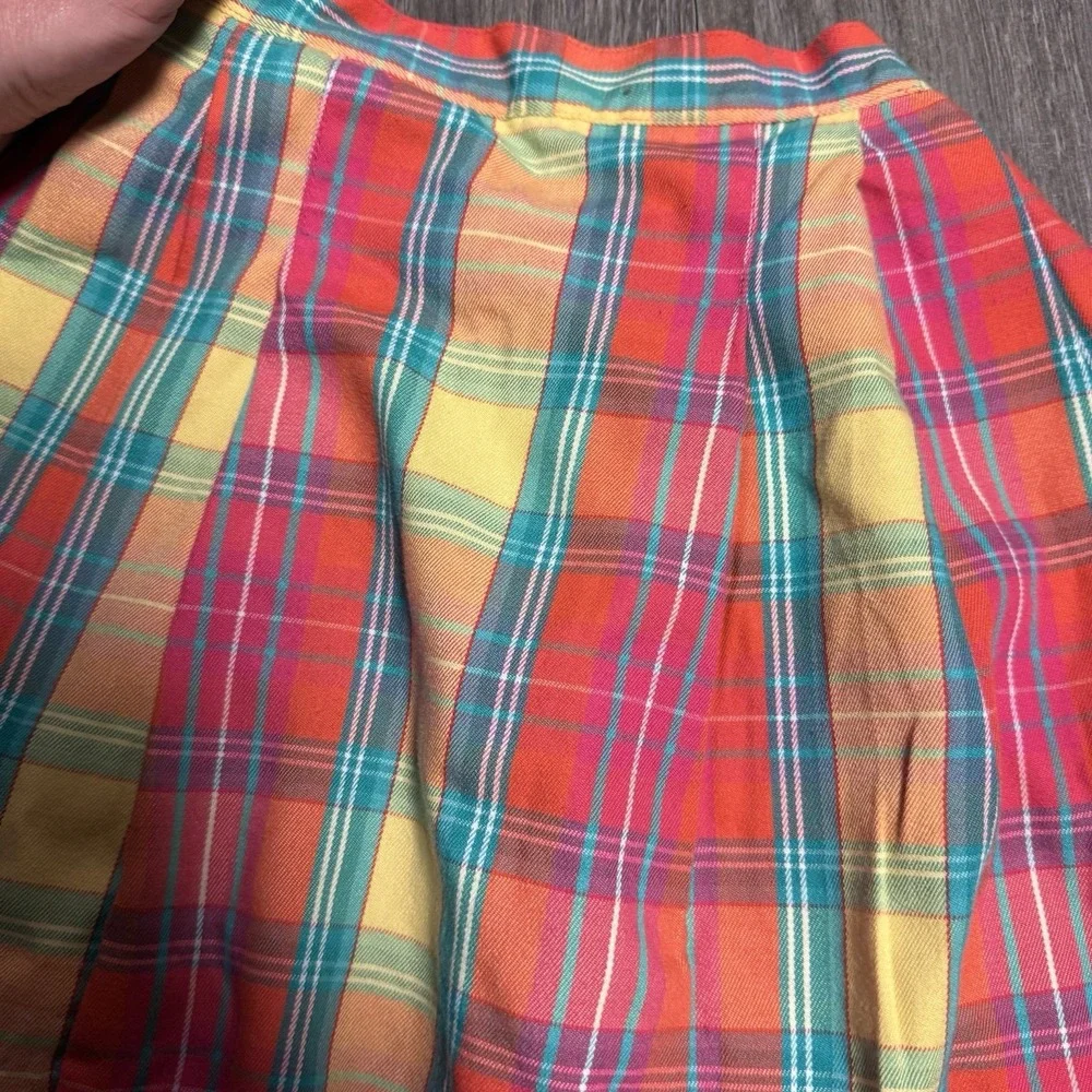 Vintage‎ Gymboree Rainbow Tag Plaid Skirt Girls L Multicolor Pleated